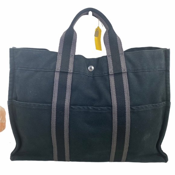 Hermes Handbags - Hermes Satchel bag Fourre Tout Black Canvas